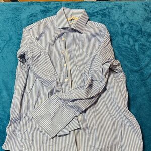Michael Kors Blue Striped French Cuff Men's Shirt